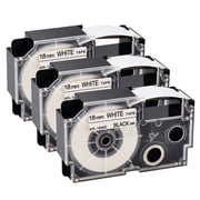 GREENCYCLE 3PK Black on White Label Tape Compatible for Casio XR18WE XR-18WE (18mm 3/4''x 8m 26ft) EZ Label Printer