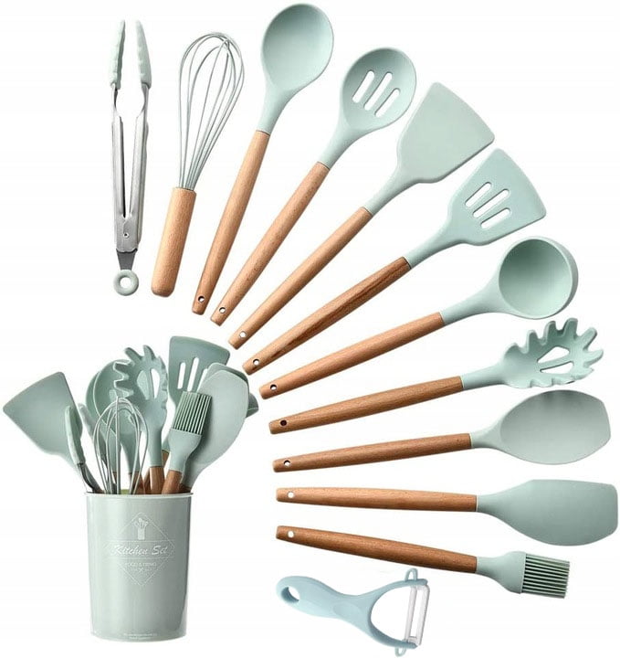 Kitchen Utensils Set of AntiAchésive Kitchen Utensils with Plastic