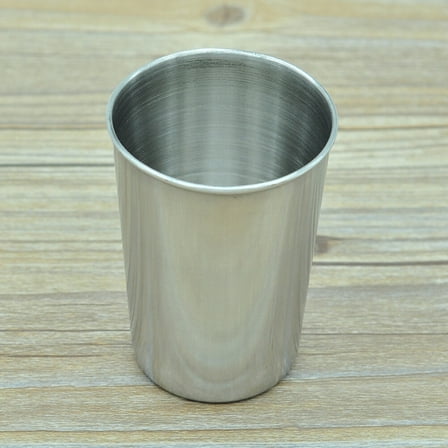 TEHAUX 2Pcs Stainless Steel Cup Square Silver Small Metal Cups 180ml For Travel Use