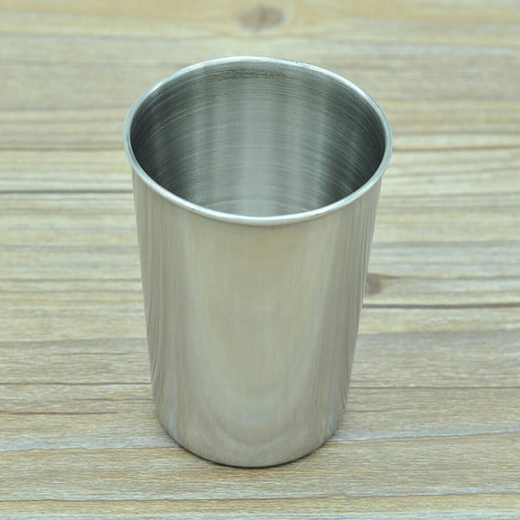 TEHAUX 2Pcs Stainless Steel Cup Square Silver Small Metal Cups 180ml For Travel Use