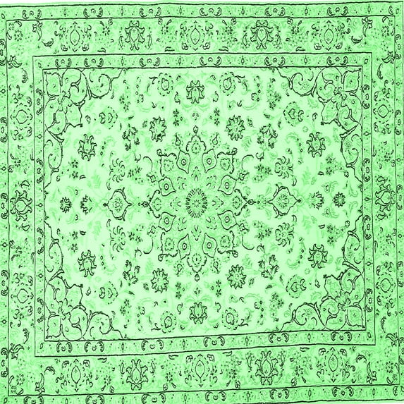 Ahgly Company Indoor Square Medallion Emerald Green Traditional Area Rugs, 3' Square