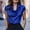 Blue, variant on Women's Satin Silk Cowl Neck Blouse Short Sleeve Shiny Tops Dressy Work Office Shirts Elegant T Shirts