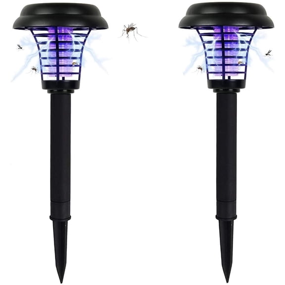 LINLIN Mosquito Killer Lamp, 2 Pack Solar Wall Repellent Lights Outdoor Solar Mosquito Killer Lamp Led Mosquito Zapper Waterproof