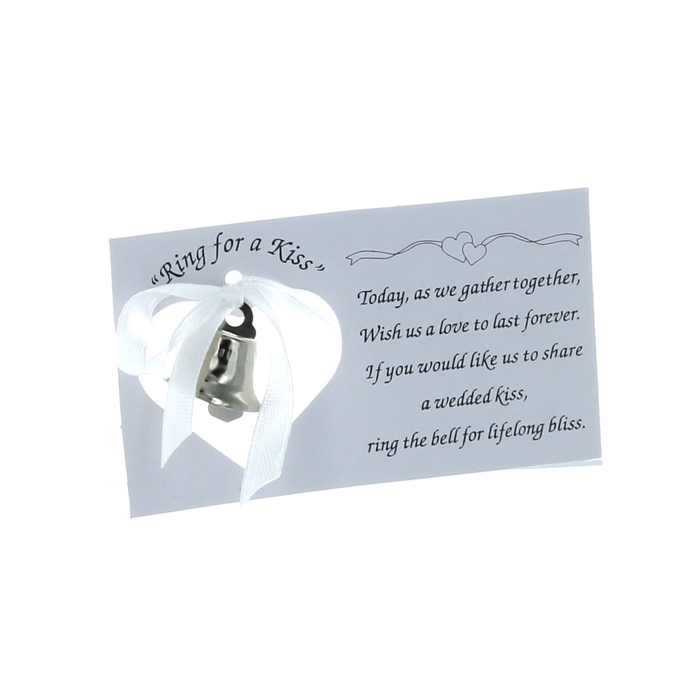 Lot Of 50 Silver Wedding Bells Ring For A Kiss Bridal Reception Favors