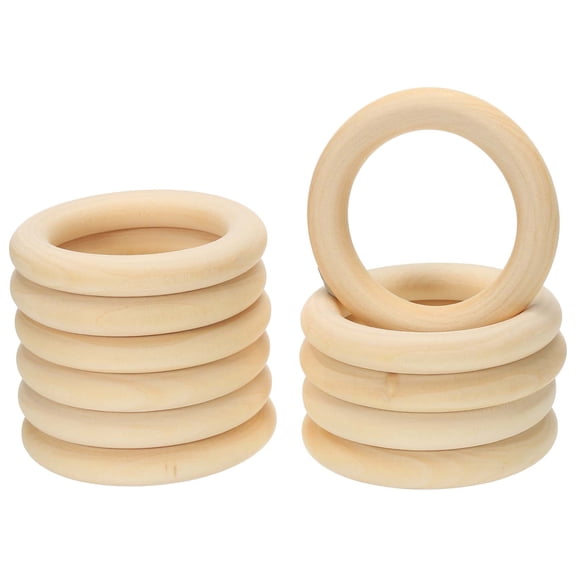 Uxcell 65mm/2.6Inch Wooden Rings for Crafting, Natural Wood Rings Unfinished Macrame Rings 20 Pcs