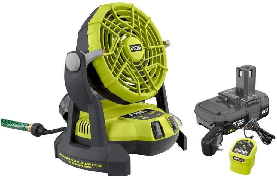 Ryobi ONE+ Misting Capability with 2 Brass Nozzlesl Misting Fan
