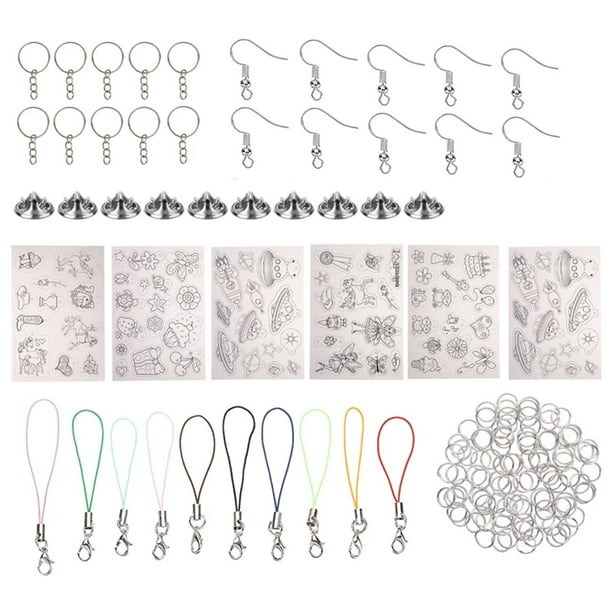 Kits de llaveros para manualidades, piezas termorretráctiles, cierres hechos a mano, hojas, pinzas termorretráctiles 156 piezas