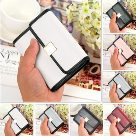 - Fashion Women Wallet PU Leather Cash Card Pocket Photo Mini Clutch Short Simple Purse