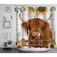 thumbnail image 3 of 4PCS Highland Cow Shower Curtain Set, Get Naked Bubble Grey Cattle Bull Longhorn Wildlife Animal Country Rustic Farmhouse Bathroom Decor, Waterproof Fabric Shower Curtain, Non-slip Bath Mat, 3 of 7