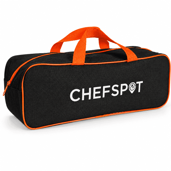 CHEFSPOT Grill Tool Storage Bag, Compact Carrying Case for Griddle & BBQ Accessories, Heavy Duty Tear-Resistant Fabric with Reinforced Handles, Black