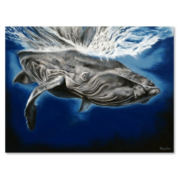 Designart ' Close Up Portrait Of A Humpback Whale ' Nautical & Coastal Canvas Wall Art Print