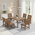 thumbnail image 4 of SERWALL 7-Piece Outdoor Dining Set with Expandable Patio Dining Table and 6 Chairs, 60–83 Inch All-Weather HDPE Patio Furniture Sets for Backyard, Garden, Deck, Poolside - Brown, 4 of 8