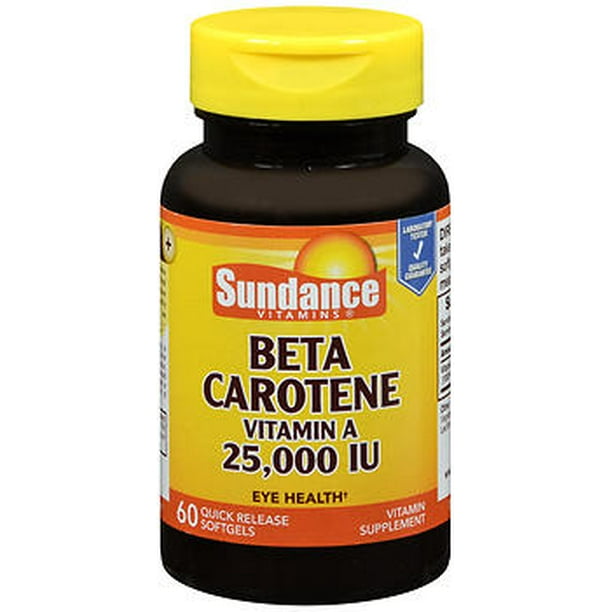 Sundance Vitamins Beta Carotene Provitamin A Softgels, 25000 IU, 60