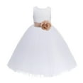 thumbnail image 2 of Ekidsbridal Girl Communion Flower Girl Dress - Floral Lace White Heart Cutout with Tiebow 172T-A (Size: 2-14), 2 of 3