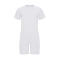 thumbnail image 3 of Raenseen Little Girls Boys Ruffle Jumpsuit High Waist Rompers Overalls One Piece Solid Bodysuit Wide Leg Shorts White 14, 3 of 4