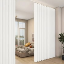 Rosnek Room Divider Curtain, Vertical Sense Privacy Drapes Door Curtains Closet Curtains with Hooks for Living Room Bedroom, 100"x 84", White, 1 Panel