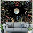 thumbnail image 4 of HZKAICUN Moonlit Garden Tapestry Moon Tapestry Flower tapestry Colorful Plants Tapestry Black Tapestry Wall Hanging Decor for Room, 4 of 7
