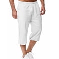 thumbnail image 2 of Men's Capri Pants Summer Below Knee Length Sweatpants Drawstring Elastic Waistband Capris Casual Outdoor Workout Lounge Pants, 2 of 10