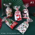 thumbnail image 1 of 50Pcs Christmas Plastic Candy Bags Christmas Cookies Gift Bags Snowflakes Santa, 1 of 5