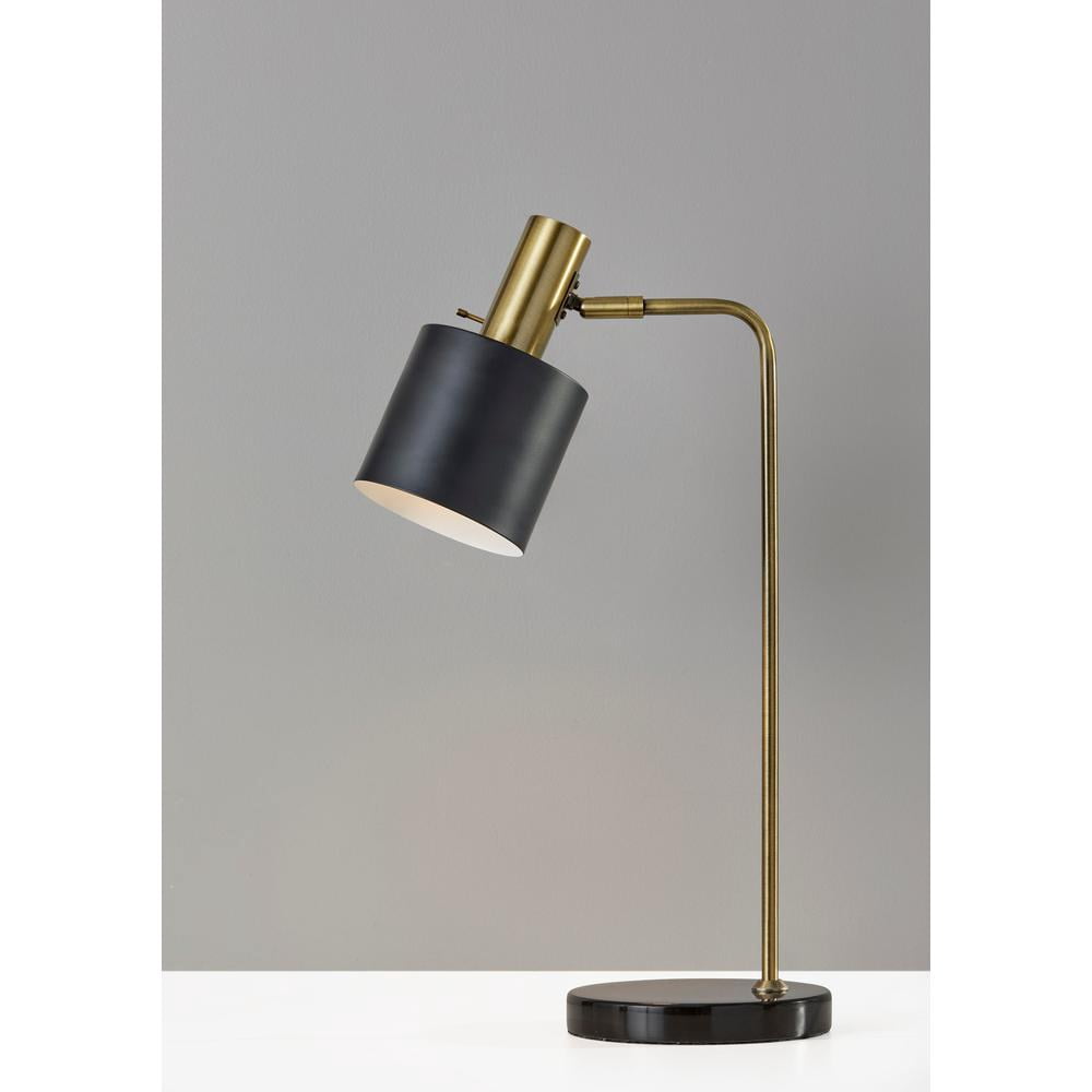 Adesso Emmett Desk Lamp, Antique Brass and Black