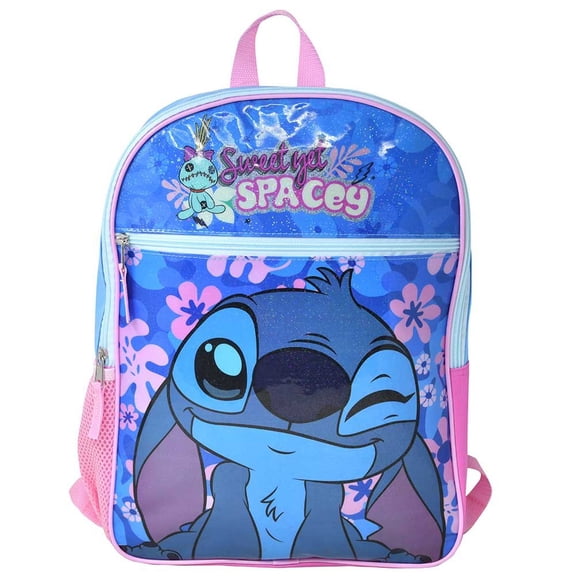 Disney Blue Lilo and Stitch "Sweet Yet Spacey" 16" School Travel Backpack ages 3