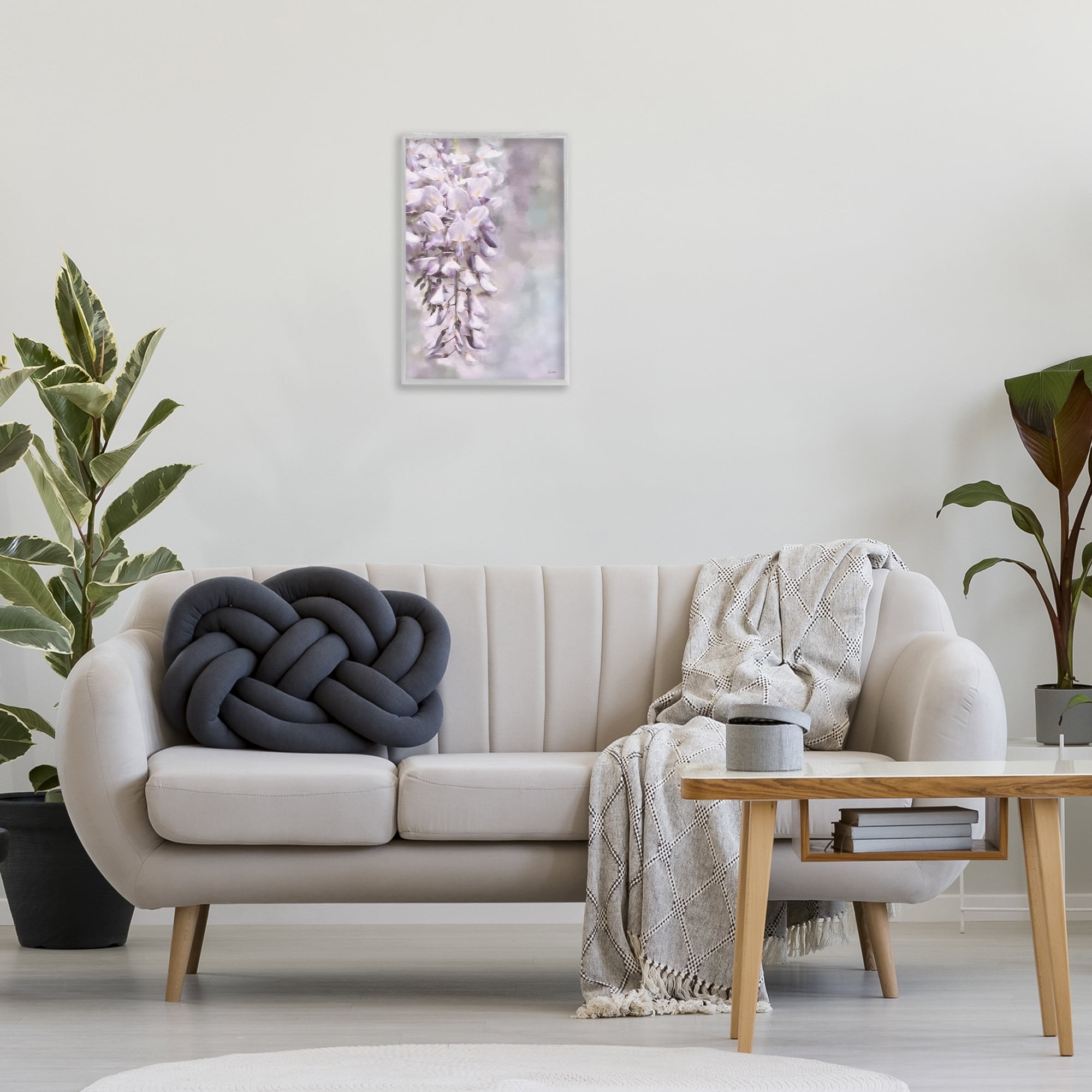 Stupell Industries Soft Foxglove Petals Botanical & Floral Painting Gray Framed Art Print Wall Art, 16 x 24