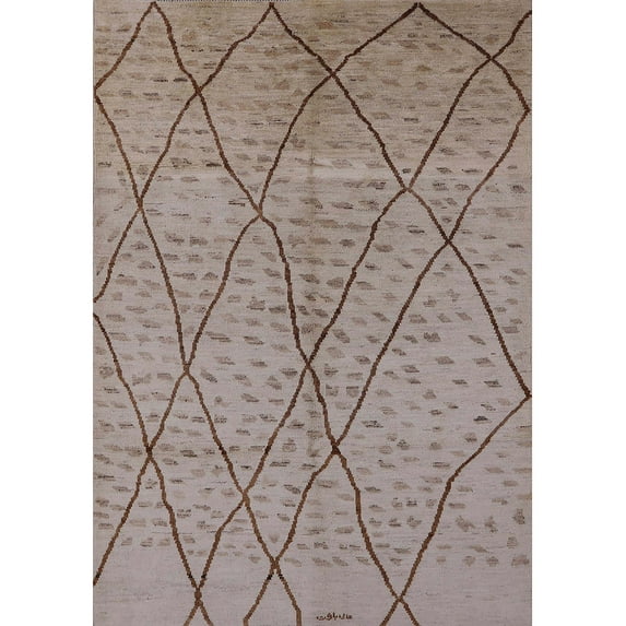 Ahgly Company Machine Washable Indoor Rectangle Industrial Modern Dark Almond Brown Area Rugs, 6' x 9'