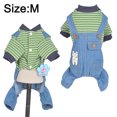 thumbnail image 2 of Pet striped suspenders Dog clothes Pet autumn and winter clothes Pet denim suspenders, 2 of 5
