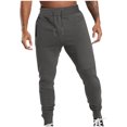 thumbnail image 2 of Jinhomg Lightweight Cargo Joggers for Men Big and Tall Comfy Elastic Drawstring Waist Sweatpants Casual Solid Cinch Bottom Workout Pants with Pockets Deal of The Day Dark Gray S, 2 of 10