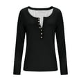 thumbnail image 4 of Olyvenn Womens Long Sleeve Tops 2026 Spring Trendy Outfits Clothes Slim Fit Casual Basic Tees Button Henley T Shirts Solid Blouse Black XL, 4 of 9