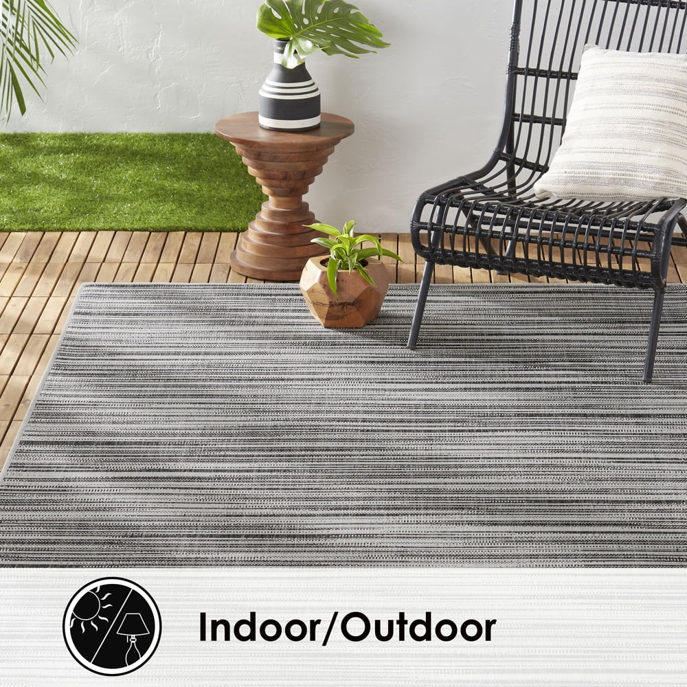 Nicole Miller New York Patio Country Wynona Contemporary Abstract Indoor/Outdoor Area Rug, Black/Beige, 7'9"x10'2"