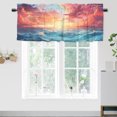 thumbnail image 2 of Cortinas de playa con cenefas para decoración del hogar, diseño de fantasía, océano, puesta de sol, olas del mar, paisaje natural de verano, cenefas de ventana para sala de estar, cocina, 54 x 18, 2 of 6