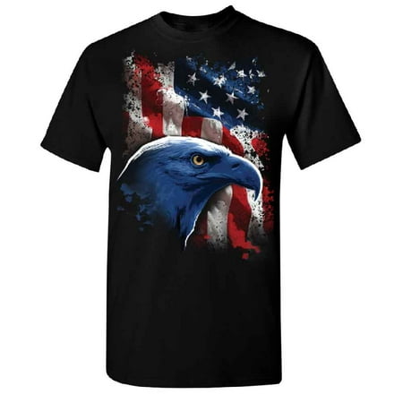 American Flag Eagle USA Men's T-shirt 4th Of July Tee Black Small