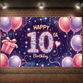 thumbnail image 3 of Jeweled Design 10th Birthday Banner Sparkling Stars Backdrop Pink Purple Balloons Gift Box Decor Celebration Display for 10th Birthday Party Girls' Birthday Kids Celebration, 3 of 3