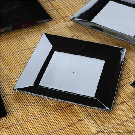

Efavormart 50 Pack - 6 Square Plastic Disposable Salad Dessert Appetizer Plates - Black With Glossy Finish
