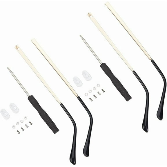 Alloy Eyeglasses Arms Replacement 2 Pairs Golded Temple Anti-Slip Glasses Leg End Tips Accessories Repair Kit Universal Eyewear Frame Repairment with Screwdriver Screw Washers for DIY Glasses