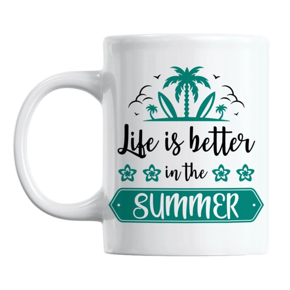 Life Is Better in the Summer Quotes White Ceramic Coffee & Tea Mug (11oz)