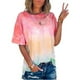 thumbnail image 2 of Puntoco Camiseta de manga corta con cuello redondo y teñido anudado de verano para mujer (S-5Xl) Puntoco Puntoco-5645, 2 of 4