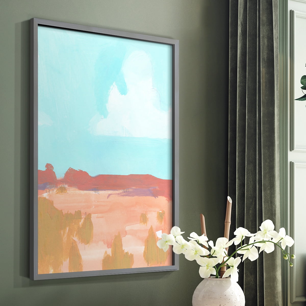 Wide Open Spaces I Framed Print in Gray Solid Wood 16 x 20 Framed Print