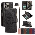 thumbnail image 1 of For iPhone 15 Pro Max Wallet Case, 9 Card Slots RFID Blocking Crossbody Leather Cover, Zipper Pocket, Detachable Wrist & Shoulder Strap, Magnetic Shockproof Protective Phone Case for Women,Black, 1 of 11