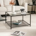 thumbnail image 2 of Costway Glass Coffee Table 27.5 Inch 2-Tier Square with Mesh Shelf Living Room Transparent, 2 of 10