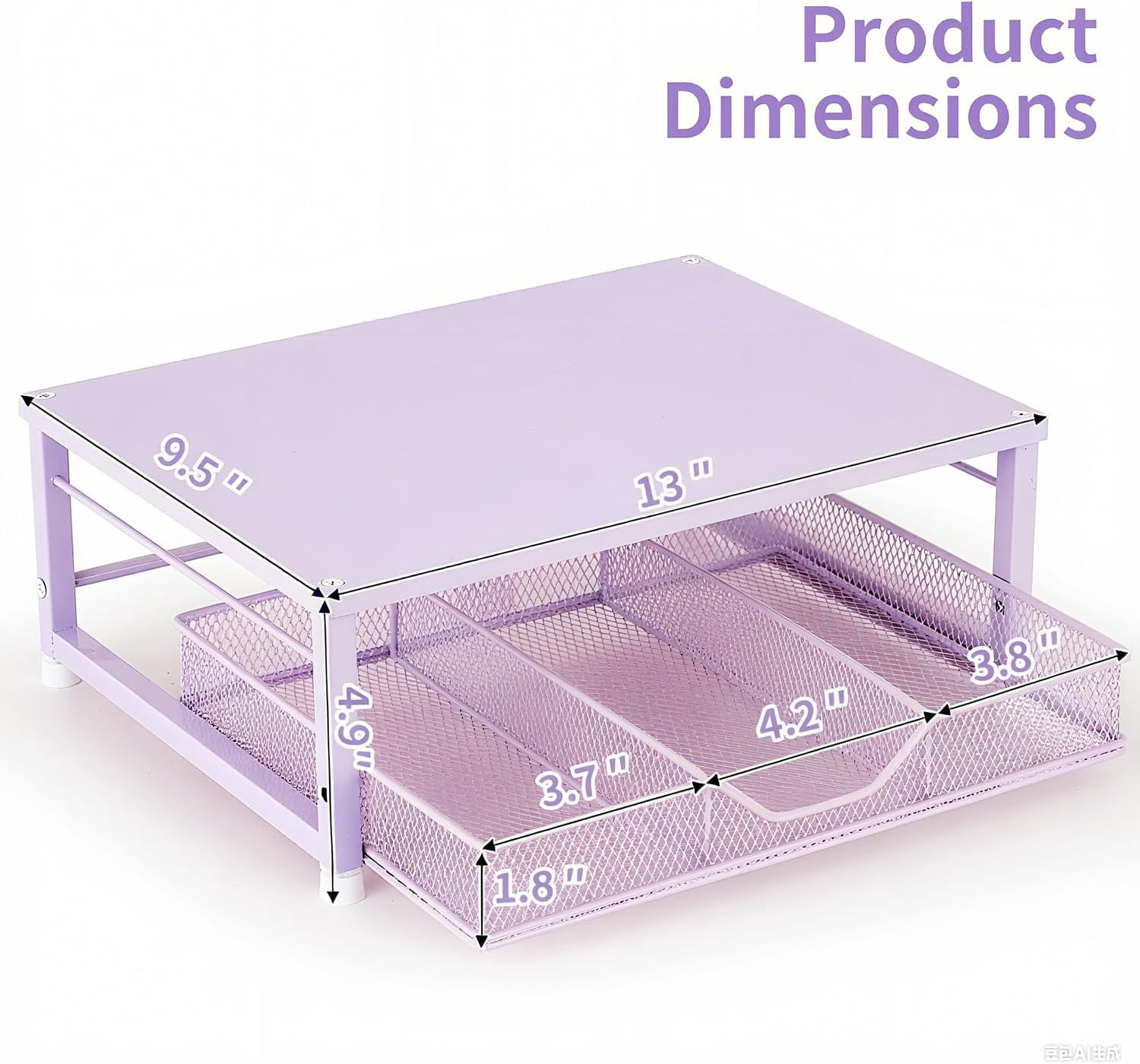 Small Pink Laptop Stand for Desk, Monitor Stand, Office Desk Accessories, Computer Desktop Stand with Drawer for Home, Office, School (Purple)