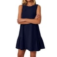 thumbnail image 4 of LISTHA Sundresses for Women Short Sleeveless Crew Neck Tank Dress Vacation Ruffle A-Line Beach Mini Dresses Navy S, 4 of 9
