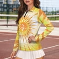 thumbnail image 3 of Yuyamidu Orange Yellow Long Sleeve Golf Shirts for Woman Whilpool Tie Dye Athletic Tennis Shirts Trendy Quarter Zip Workout Shirts Size XS, 3 of 8