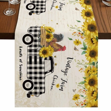 Table Runners 60 Inches Long Dress Scarves Country Kitchen Sunflowers Farmhouse Kitchen Table Runner Small Coffee Tablerunners Rustic Truck Vintage Farmhouse 13x60 Inch