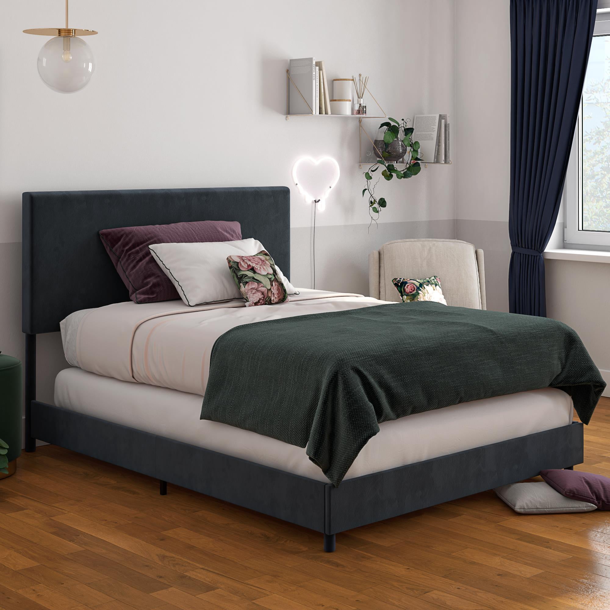 Z by Novogratz Taylor Upholstered Bed, Full Size Frame, Blue Velvet