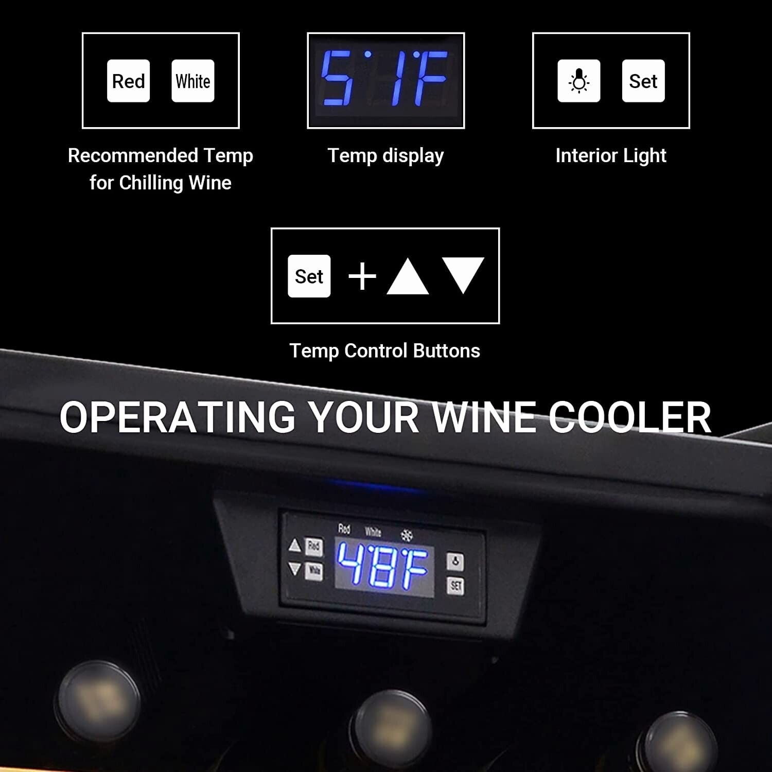 Smad Wine Fridge 31 Bottle With Digital Temperature Control & Stainless Steel