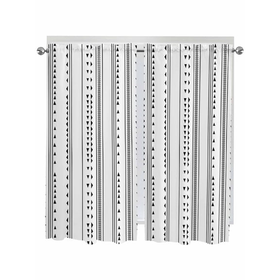Living Room Curtains 72 Inches length, Boho Black Stripes Window Treatment Curtain Drapes, Triangle Arrow Geometric Abstract Art Light Filtering Drapes for Bedroom Laundry Room, 52"x72", 2 Panels