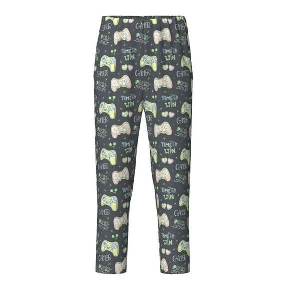 Xecao Gamers Print Teenagers' Pajama Pants Long Sleep Pants Soft Elastic Waist Pajama Bottoms Elastic waist with 2 Pockets 5-16 Years-XS(5-6)
