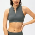 thumbnail image 6 of SHENGYUAN Sports Bra for Women Spring and Summer Zipper Stand Collar Fitness Vest With Chest Pad Hollowed Out Nude Yoga Running Top Grey,M/4, 6 of 8